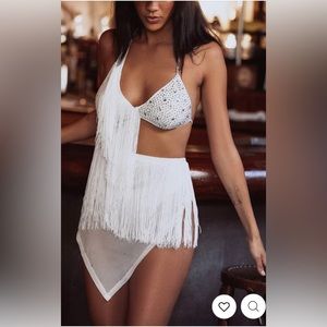 LEANN WHITE RHINESTONE MINI DRESS